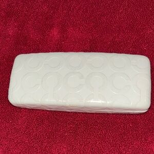 Coach White Embossed Eyeglass Case